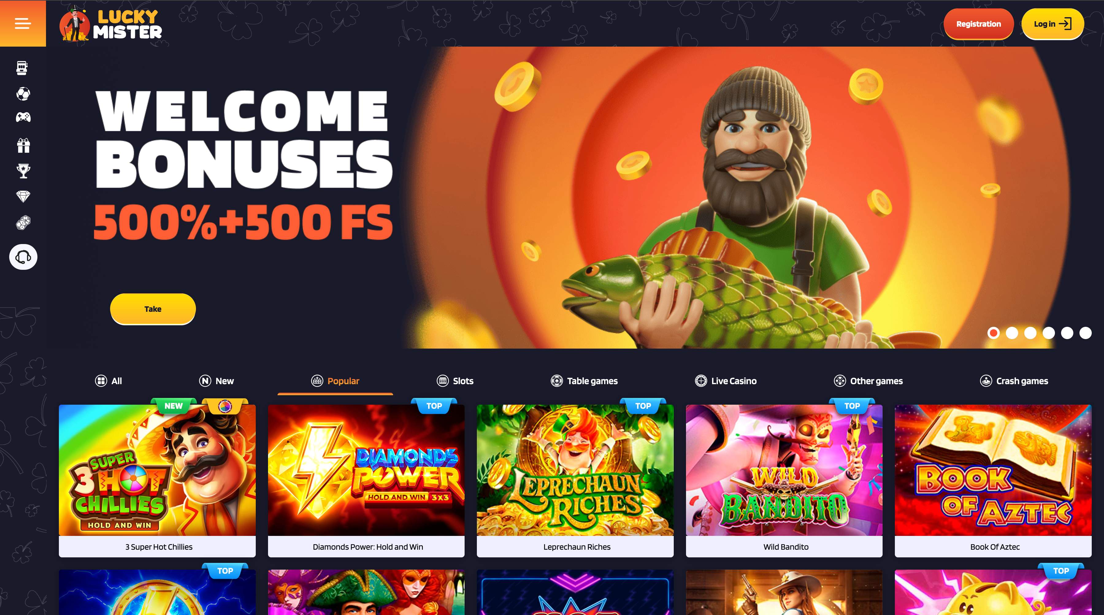 Lucky Mister Casino Interface Screenshot